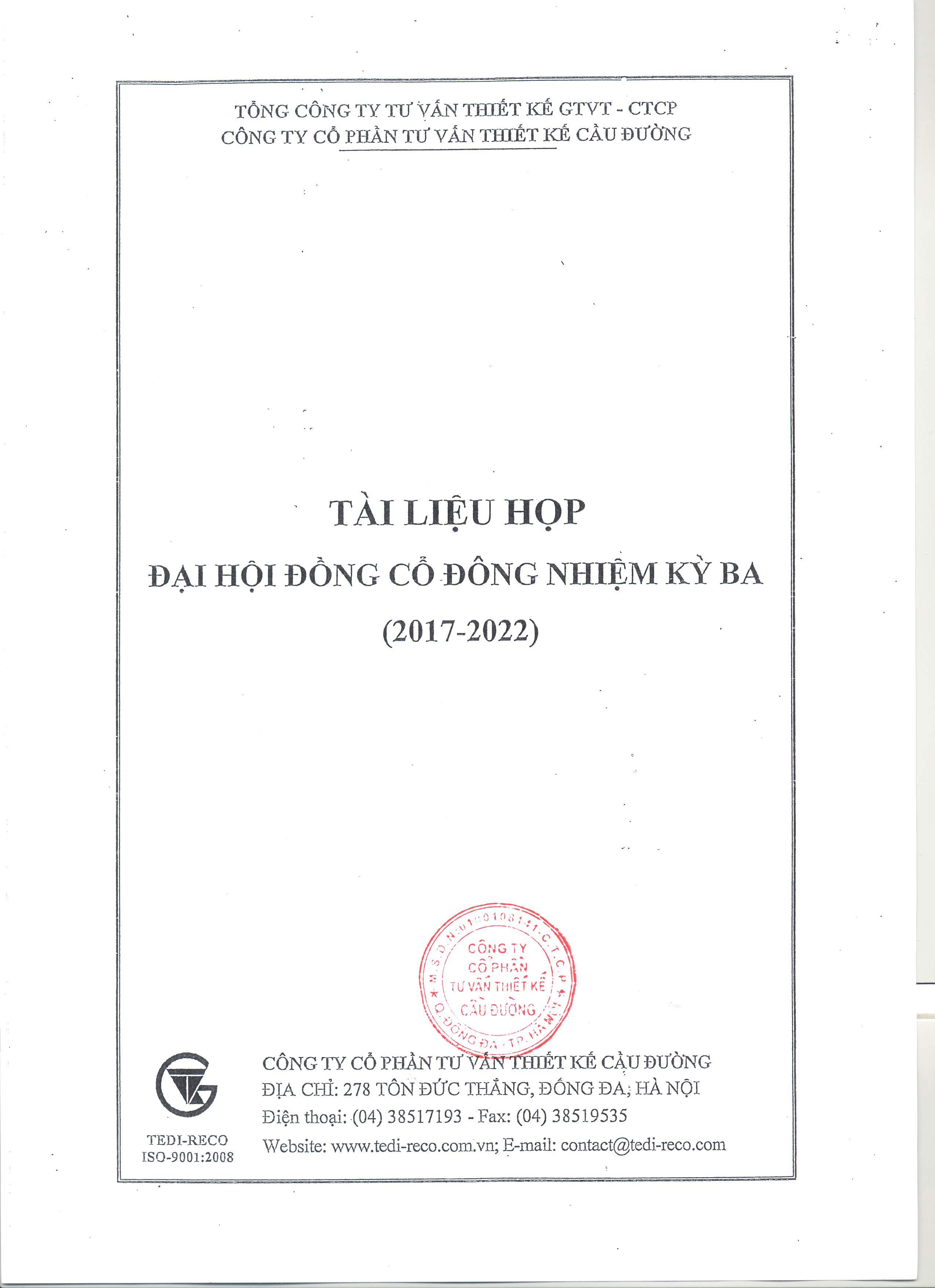 Tại liệu họp Đại hội Cổ đông nhiệm kỳ Ba
